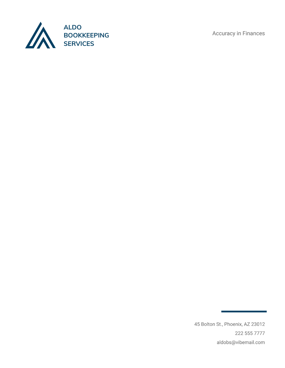 Bookkeeping Services Letterhead Template