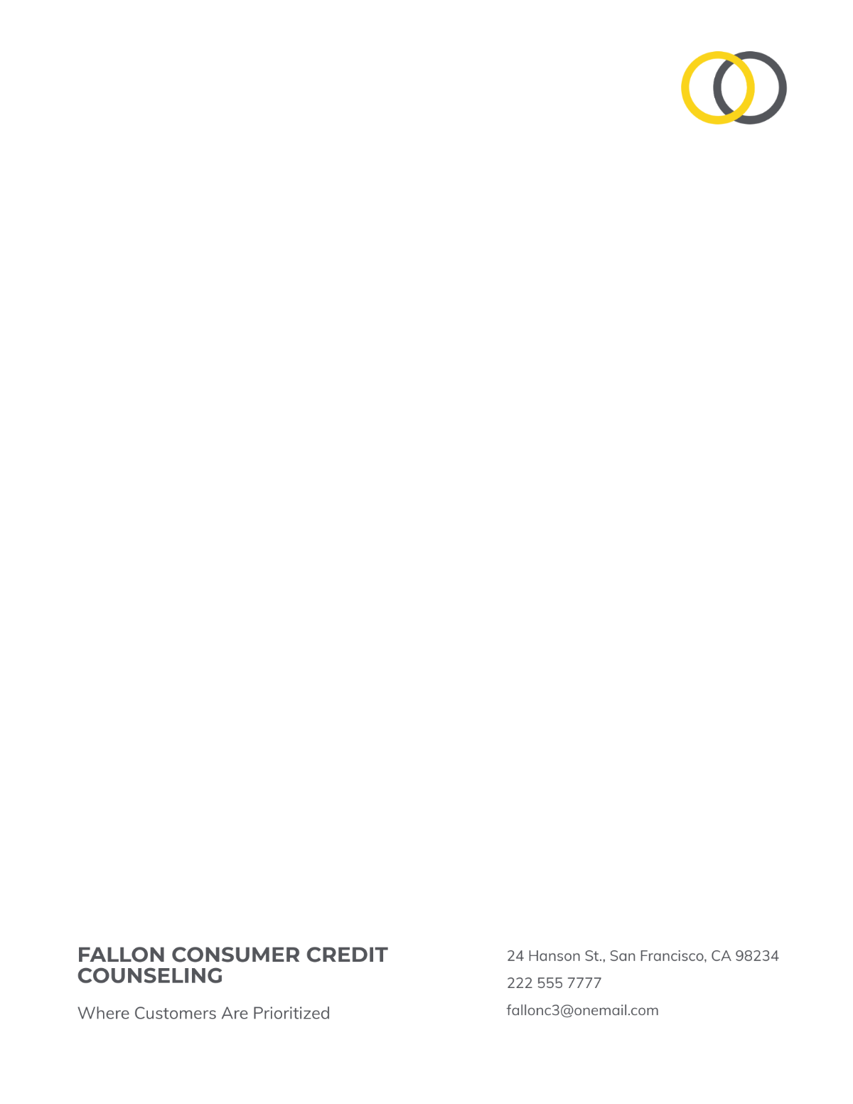 Consumer Credit Counseling Letterhead