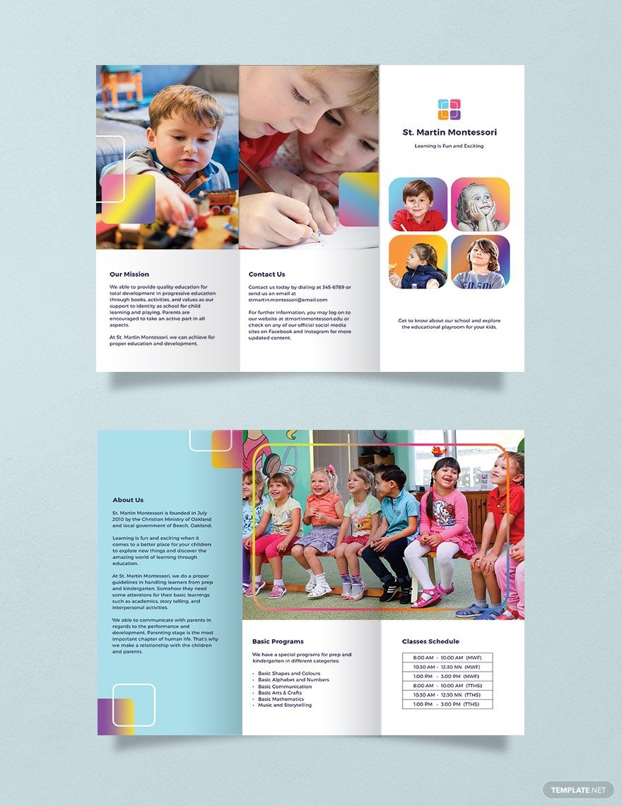 Kindergarten Brochure Template in Word, Google Docs, PDF, Illustrator, PSD, Apple Pages, Publisher, InDesign