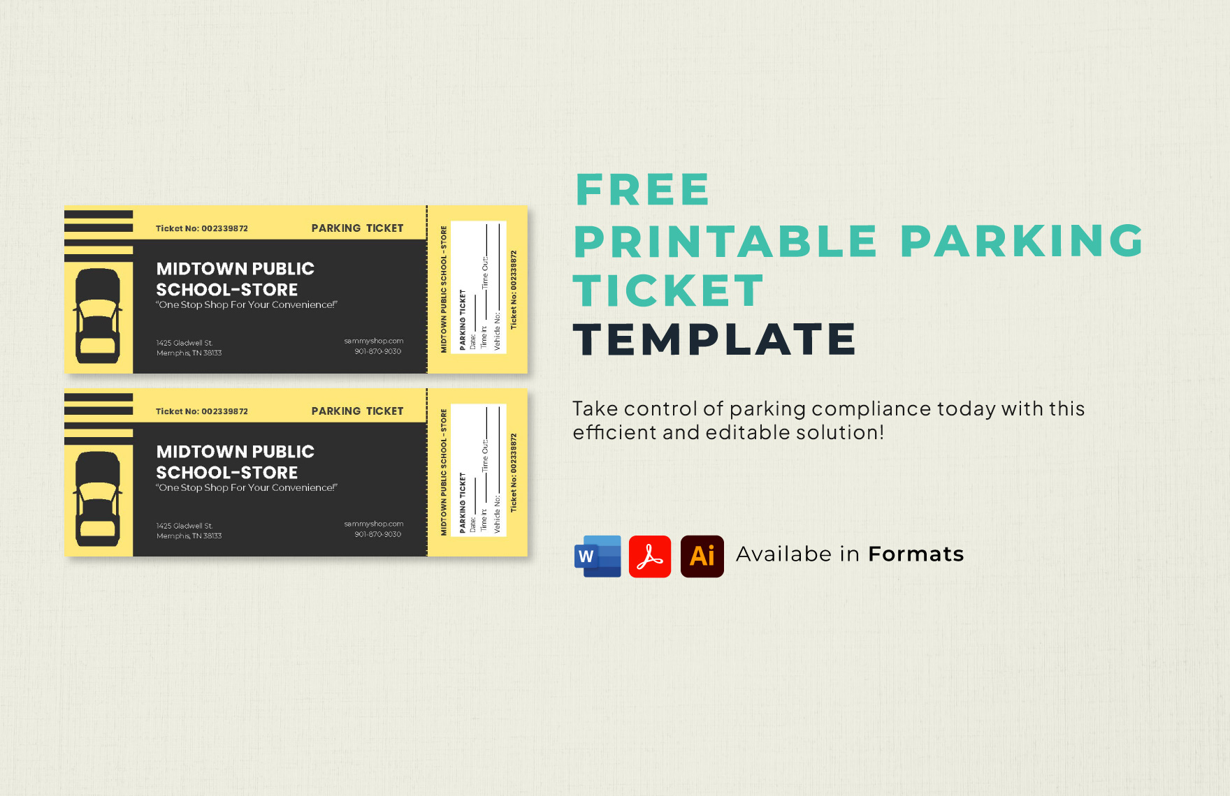 Valet Parking Ticket Template in Word, Publisher, Illustrator, PSD, Pages - Download | Template.net