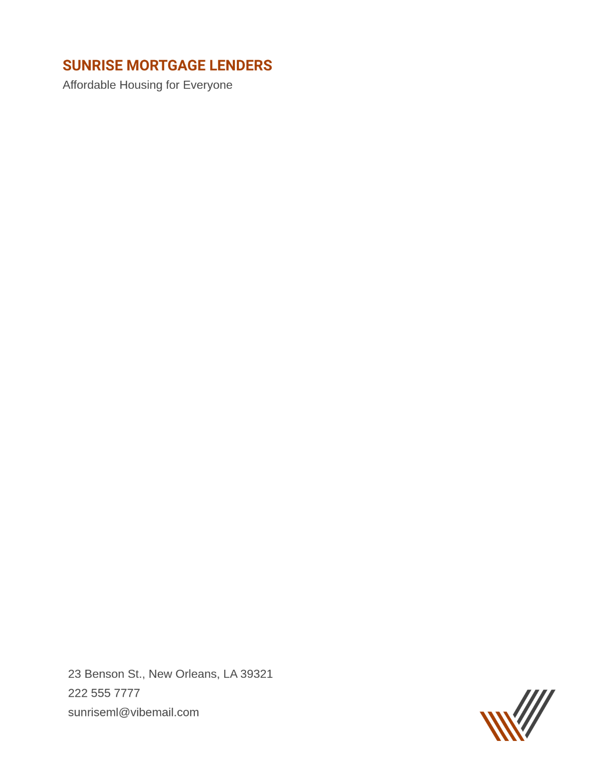 Mortgage Lenders Letterhead