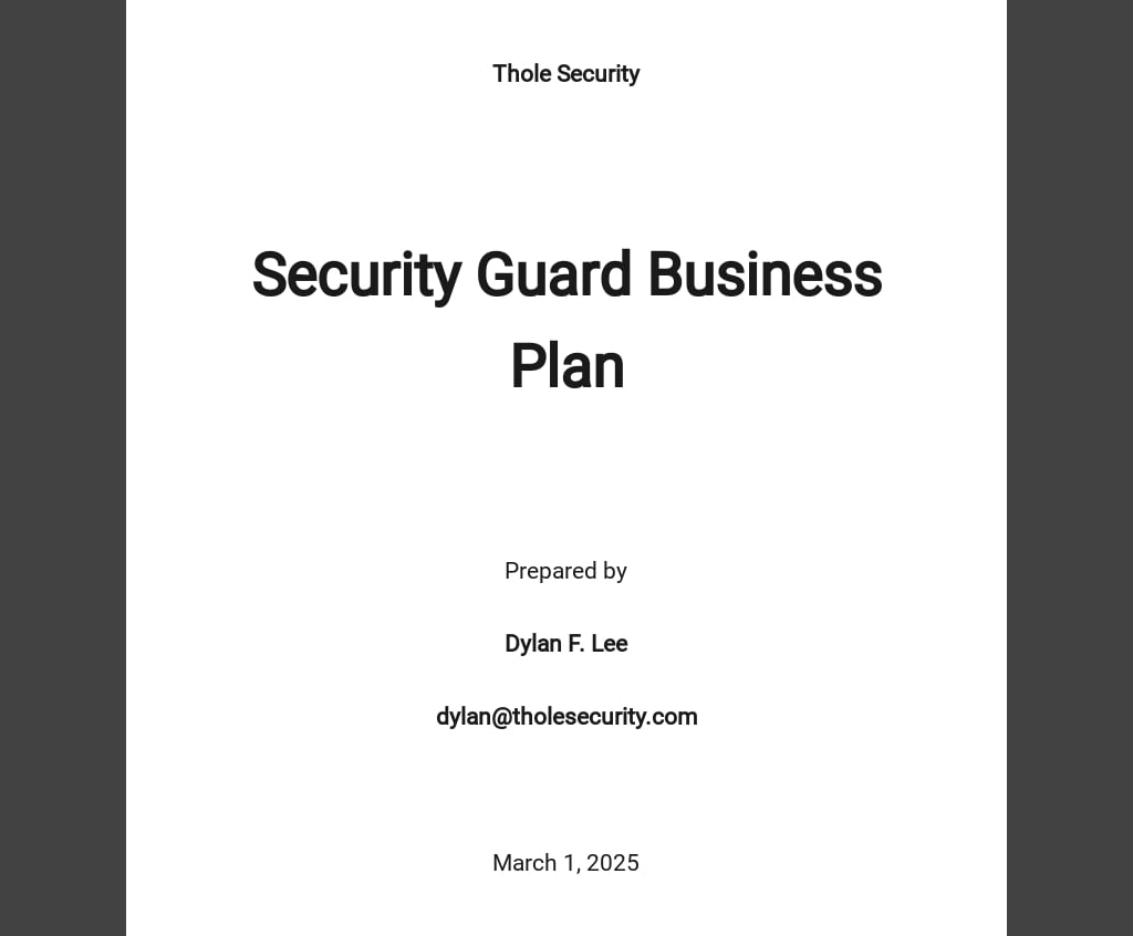 Security Guard Business Plan Template - Word (DOC) | Google Docs ...