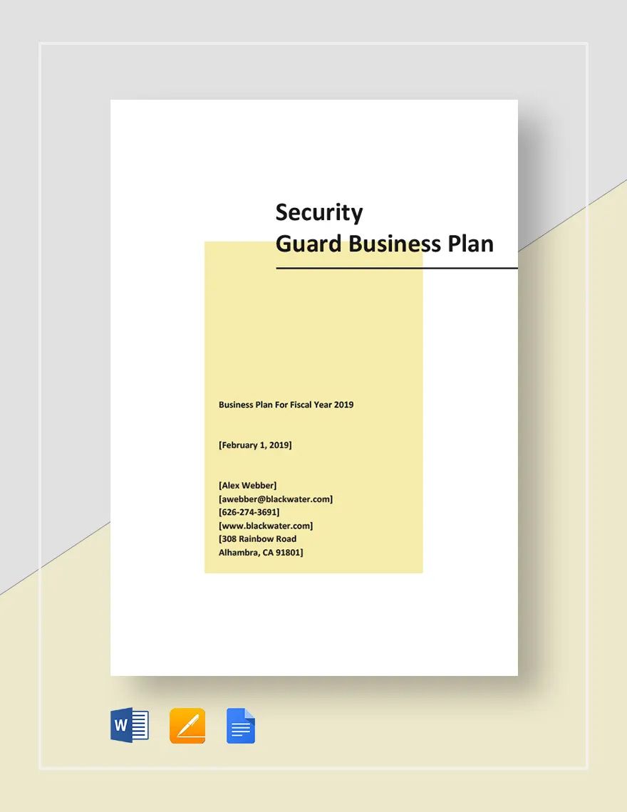 Security Guard Business Plan Template