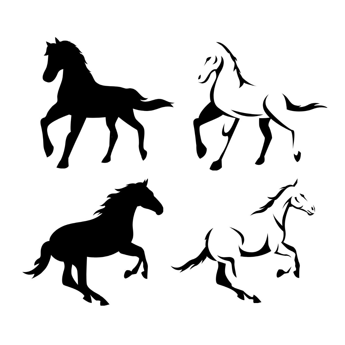 Black And White Horse Vector Template