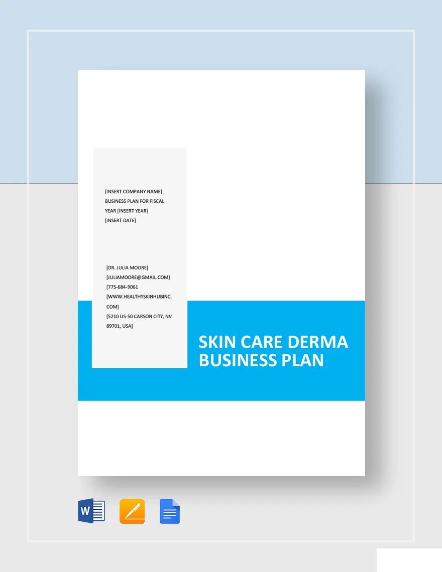 Skin Care/Derma Business Plan Template