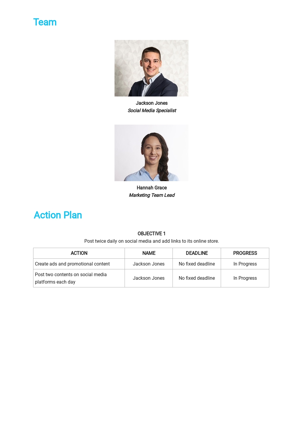 Marketing Plan For Small Business Template