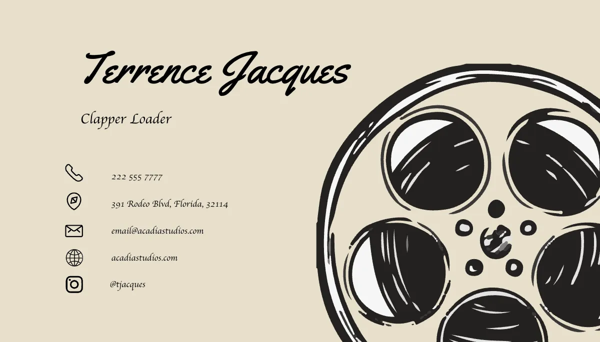 Free FilmClapper Filmmaker Business Card Template to Edit Online