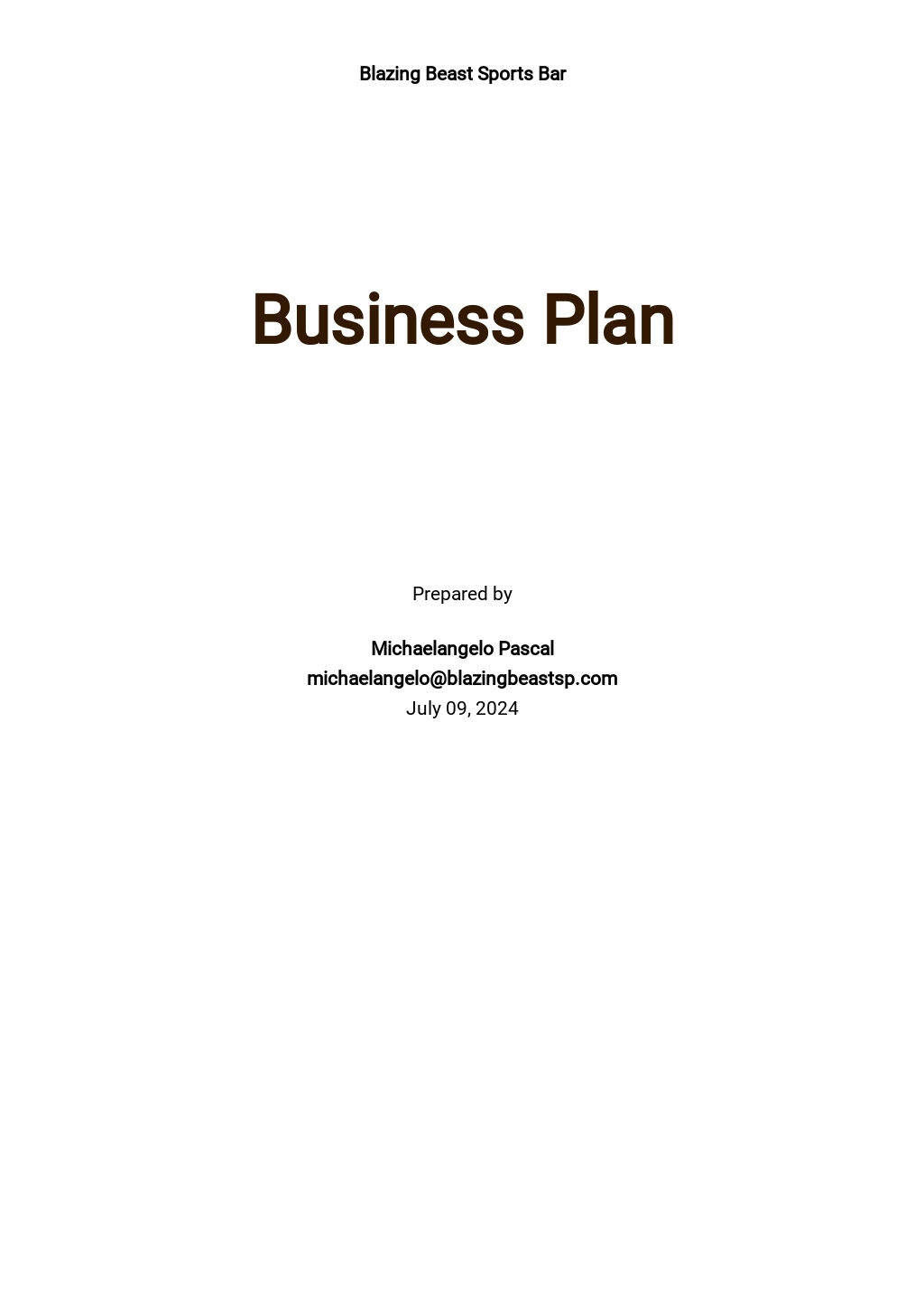 business plan for sports bar