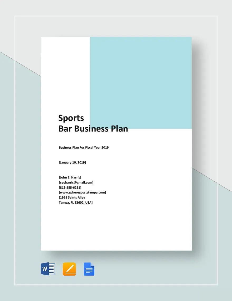 Free Sample Sports Bar Business Plan Template
