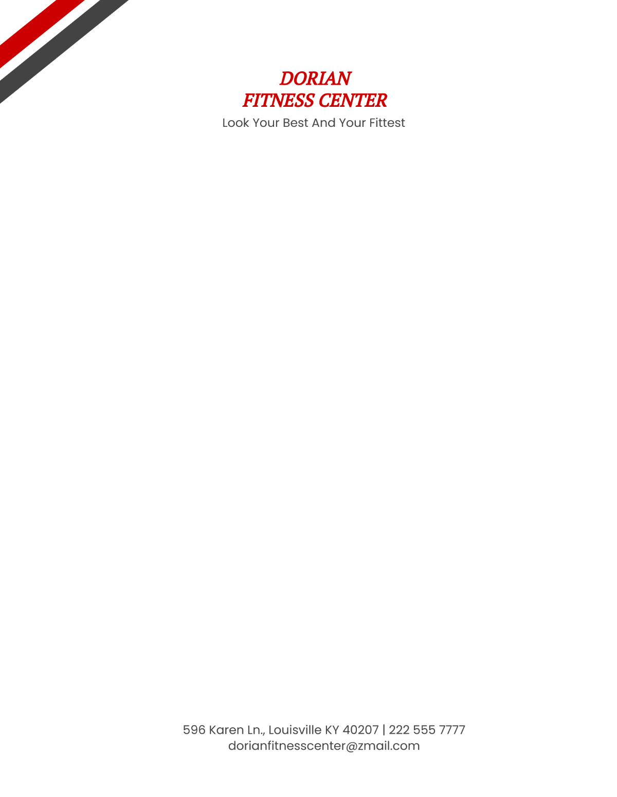 Free Fitness Center Letterhead Template