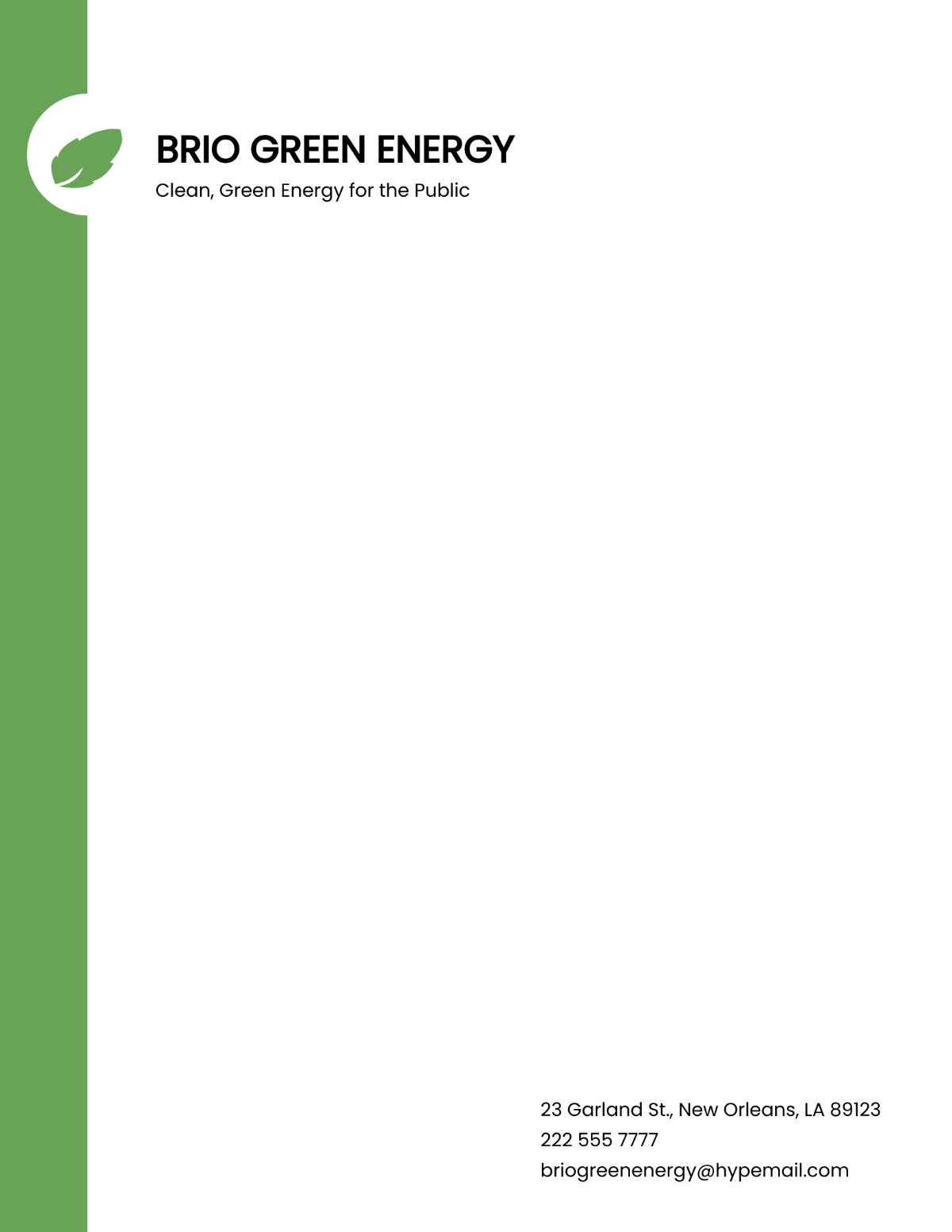 Green Energy Letterhead Template
