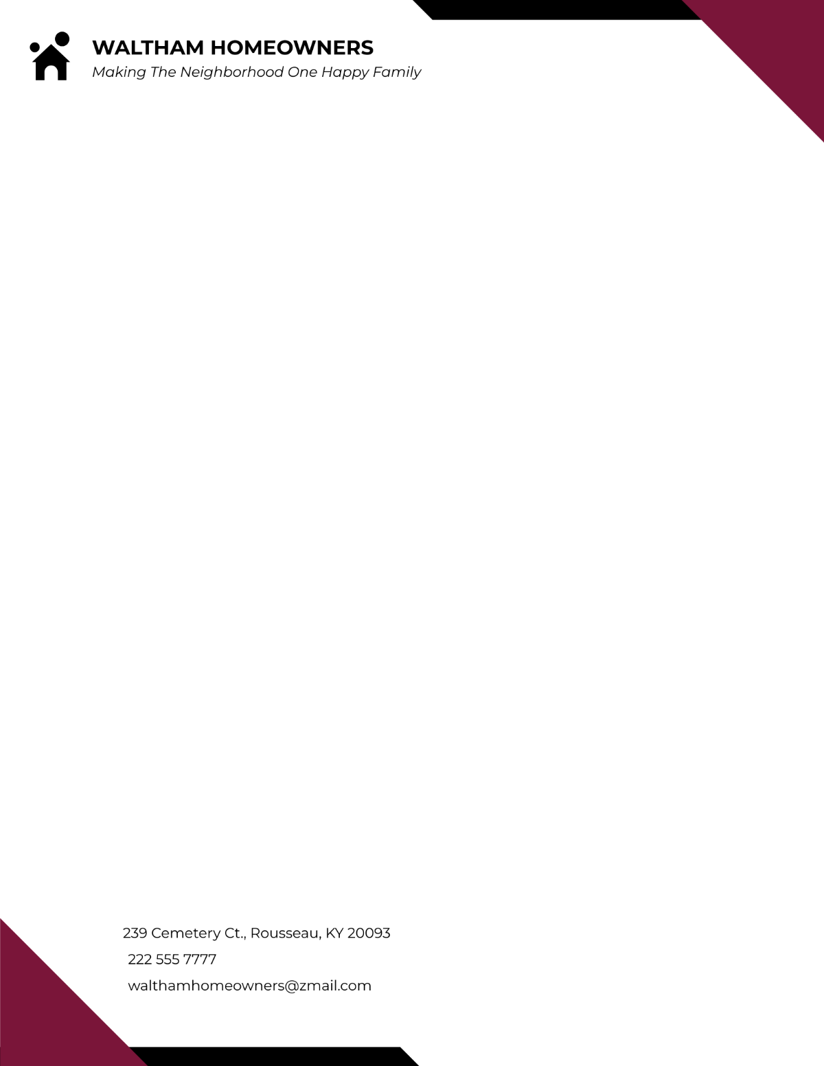 Homeowners Association Letterhead Template - Edit Online & Download