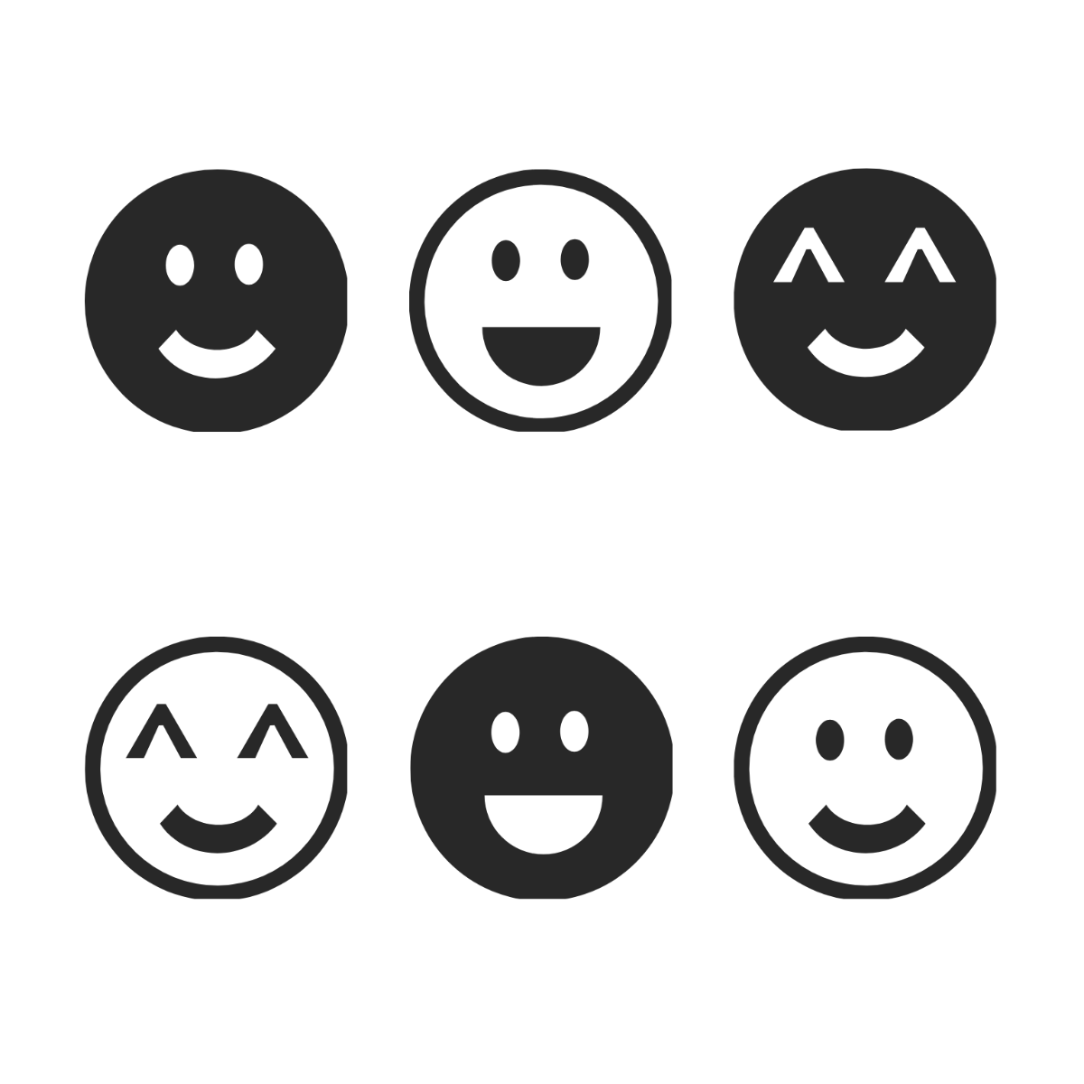 Black and White Smiley Face Vector