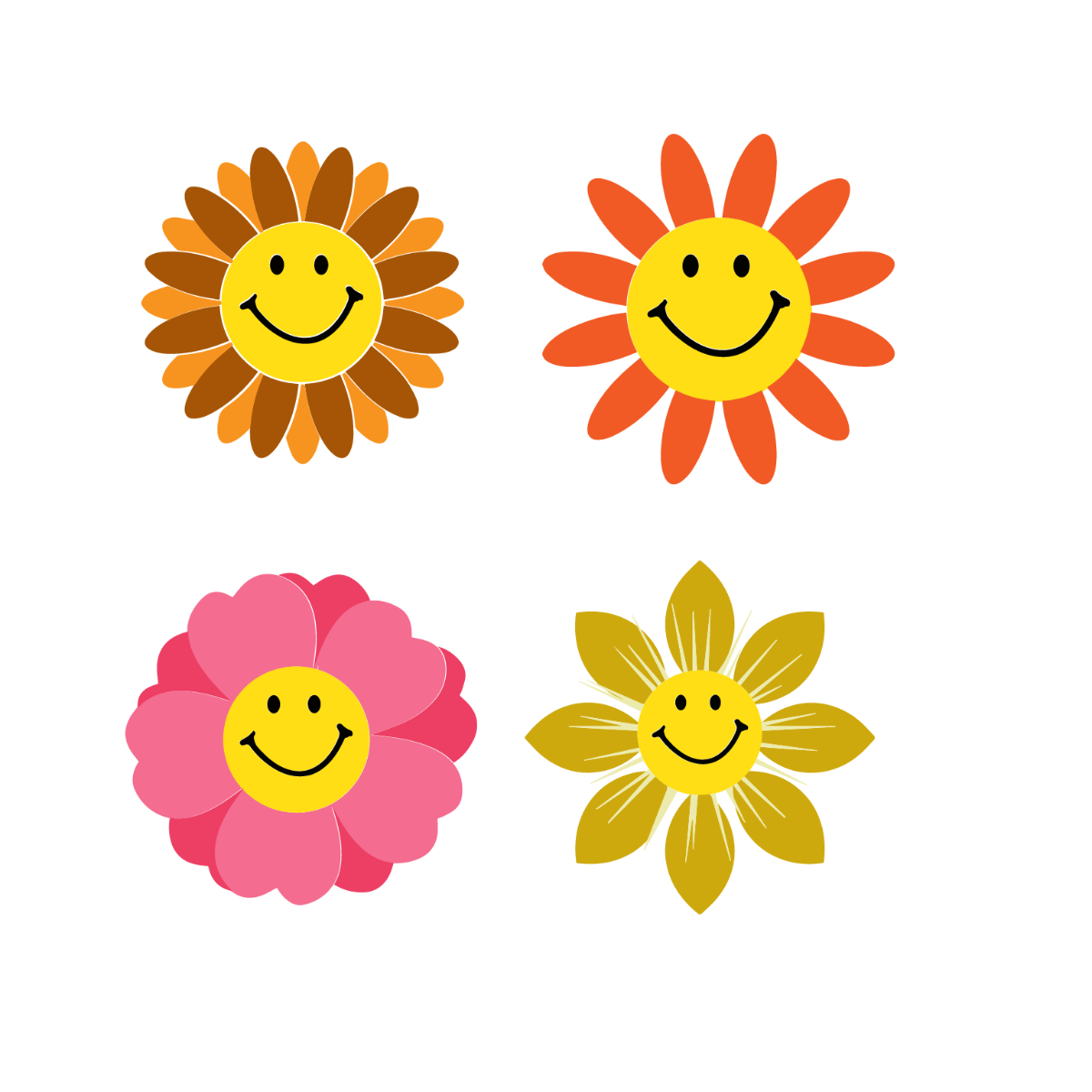 Flower Smiley Vector Template