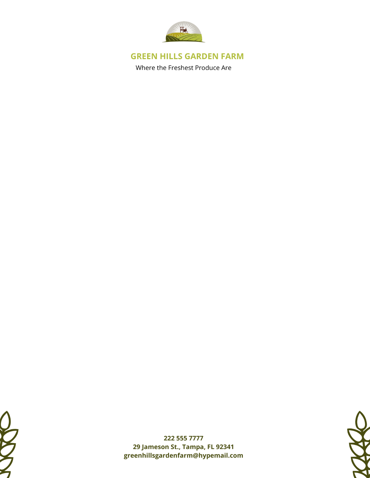 Garden Farm Letterhead Template - Edit Online & Download