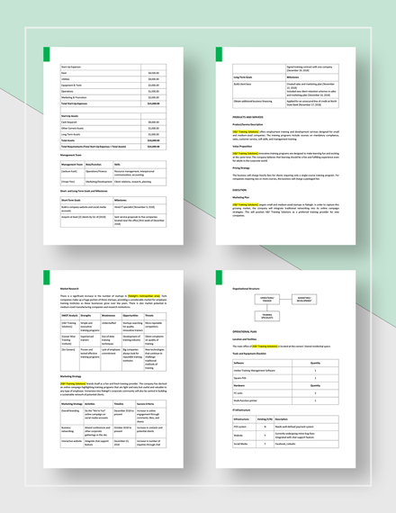 Business plan for online training company image