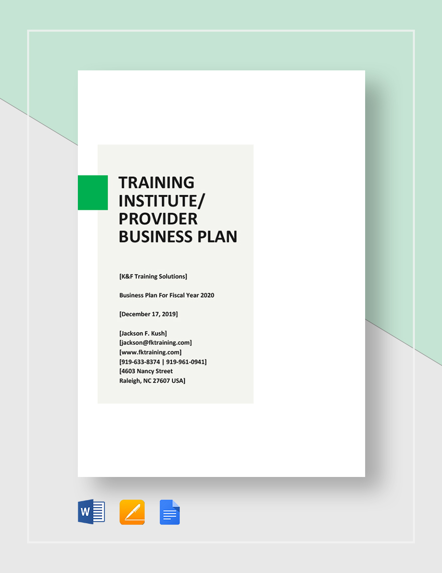 it training institute business plan