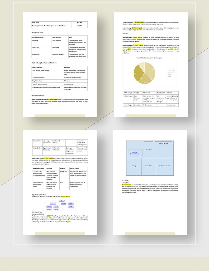 TShirt Company Business Plan Template Google Docs, Word, Apple Pages