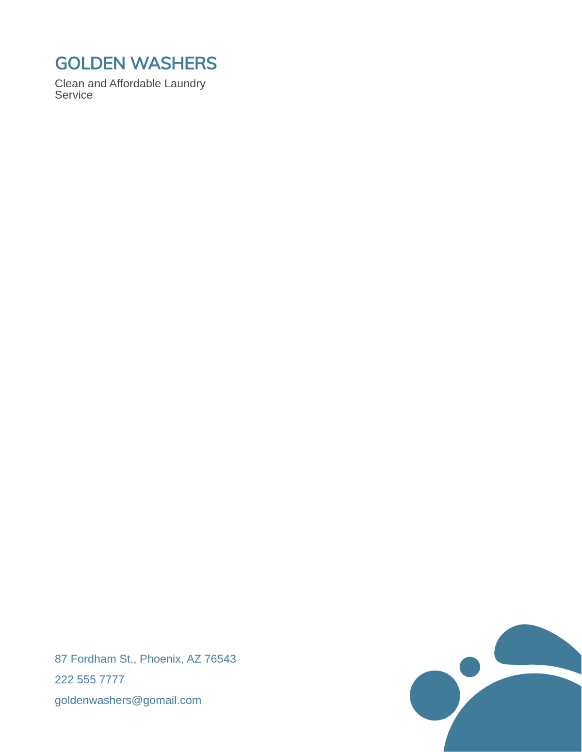 Laundry & Dry Cleaners Letterhead