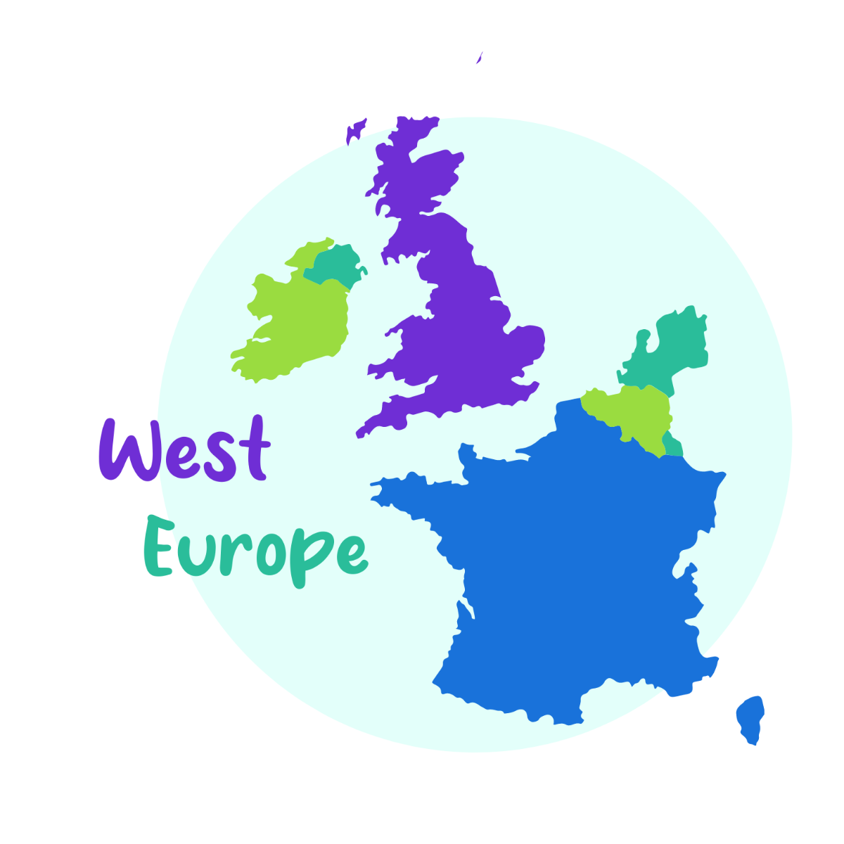 Free West Europe Map Vector Template