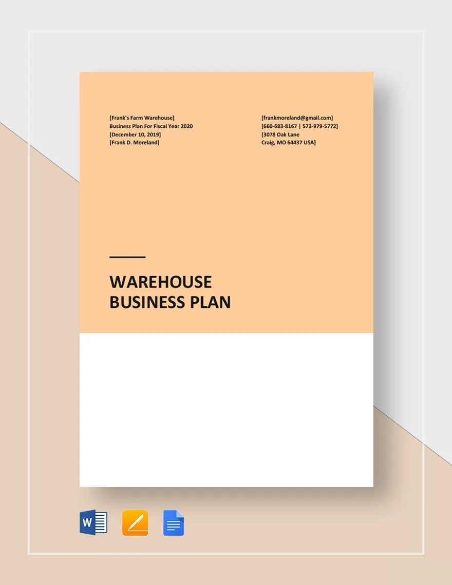 Warehouse Business Plan Template in Word, Google Docs, Apple Pages