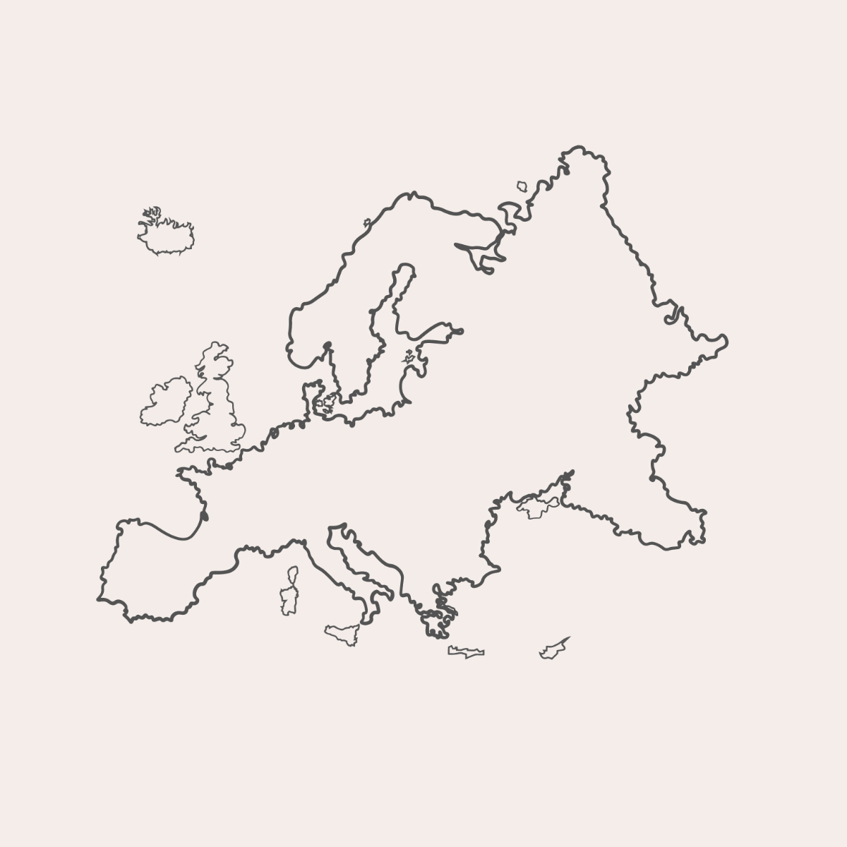 Free Europe Map Outline Vector Template