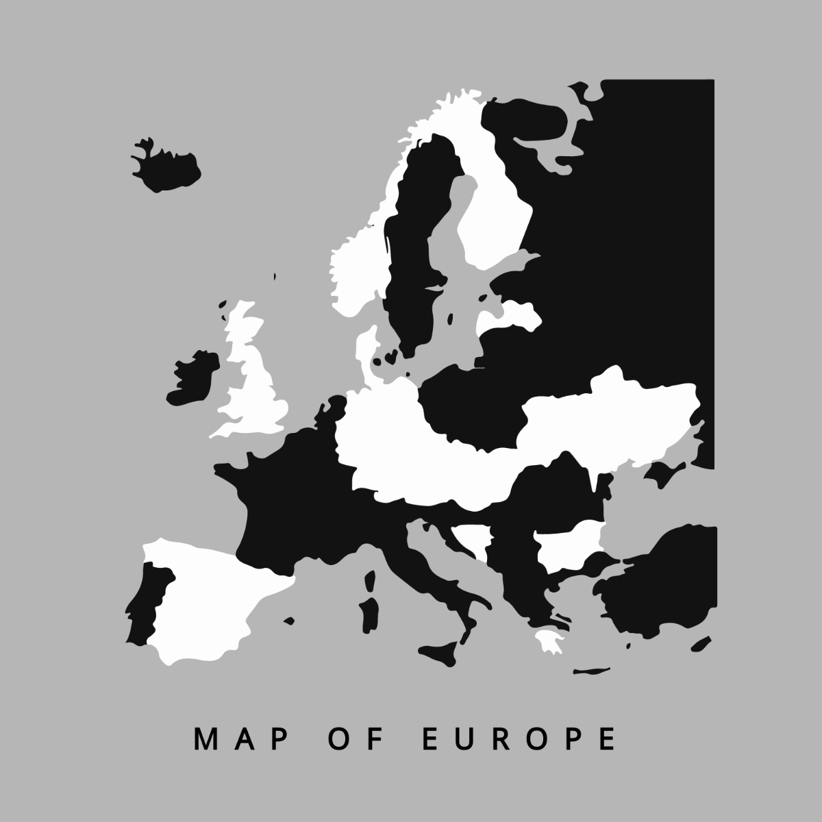 Black and White Europe Map Vector Template