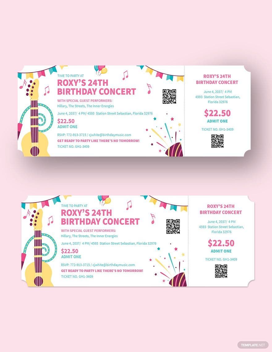 Birthday Concert Ticket Template