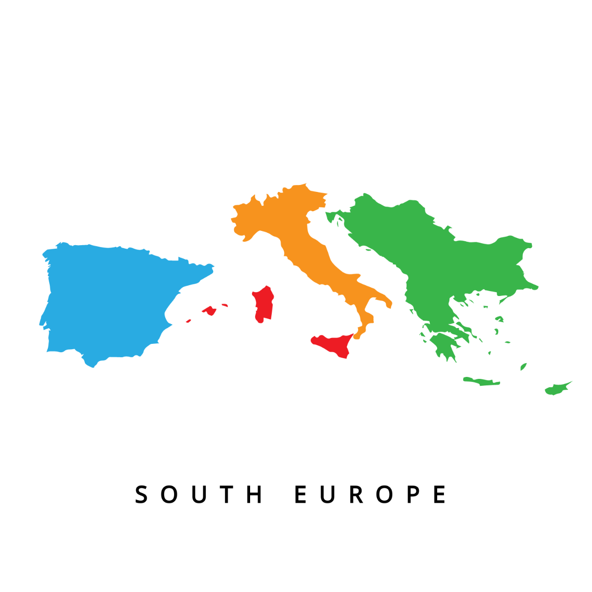 Free South Europe Map Vector Template