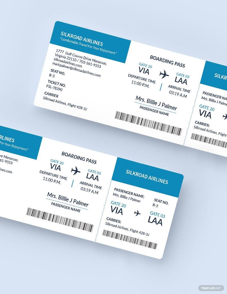 Blank Airline Ticket Template Download in Word, Illustrator, PSD