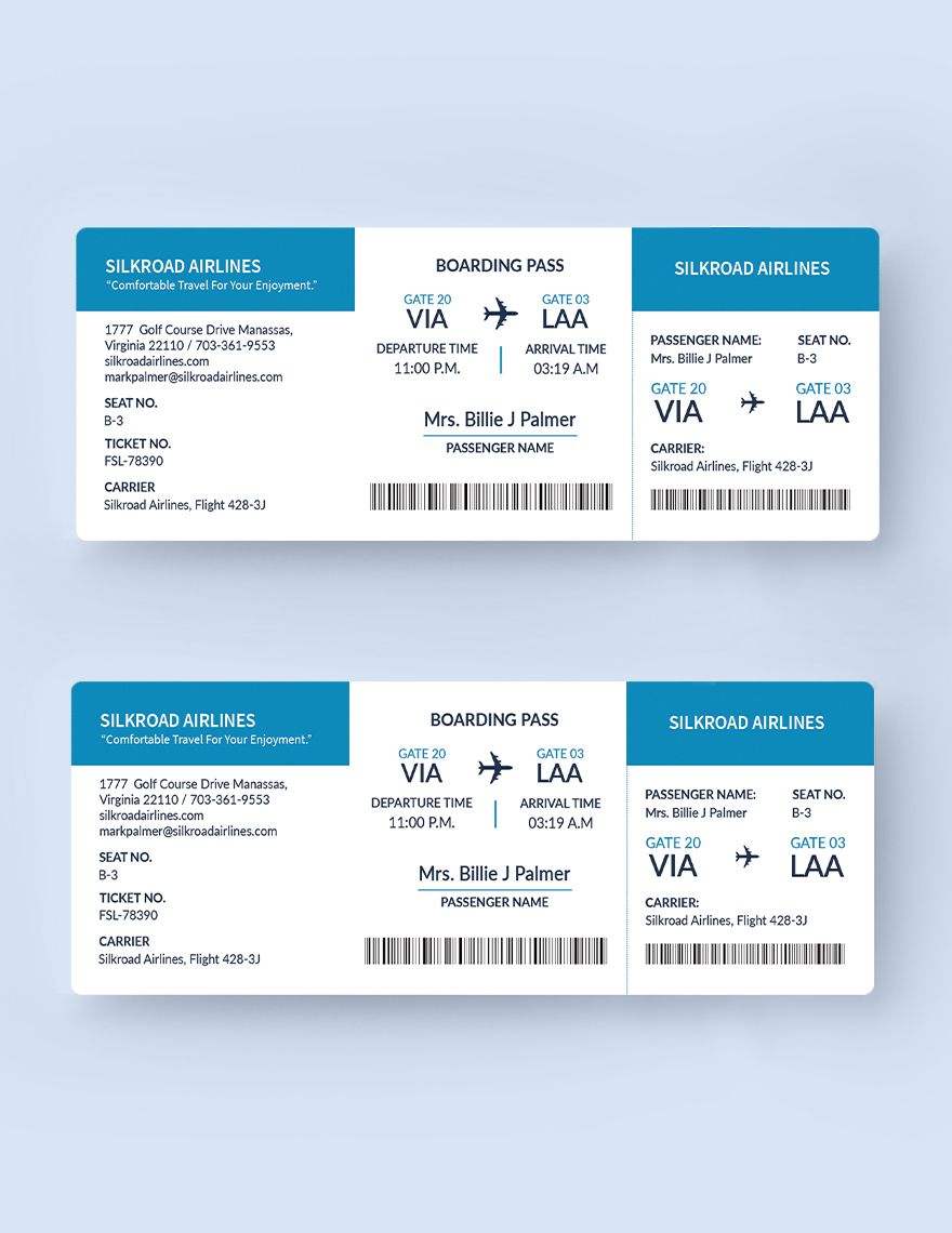 Blank Airline Ticket Template Download in Word, Illustrator, PSD