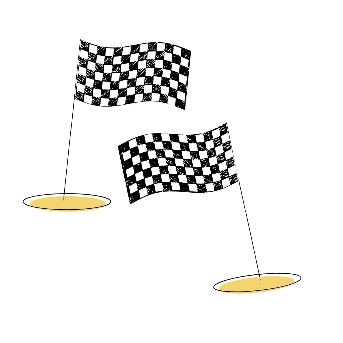 Checkered Flag Line Vector Template