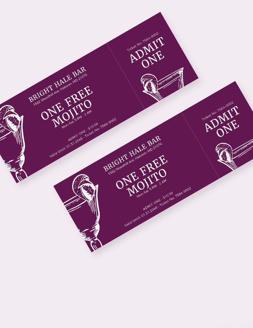 Free Free Blank Drink Ticket Template Illustrator, Word, Apple Pages