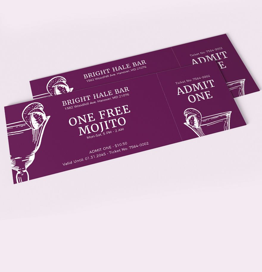 Free Blank Drink Ticket Template Download in Word, Illustrator, PSD