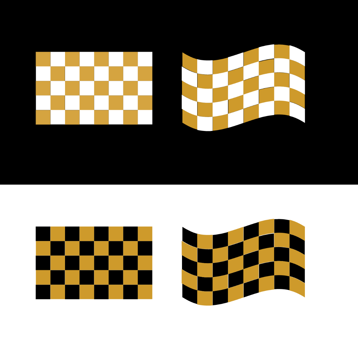 Gold Checkered Flag Vector Template