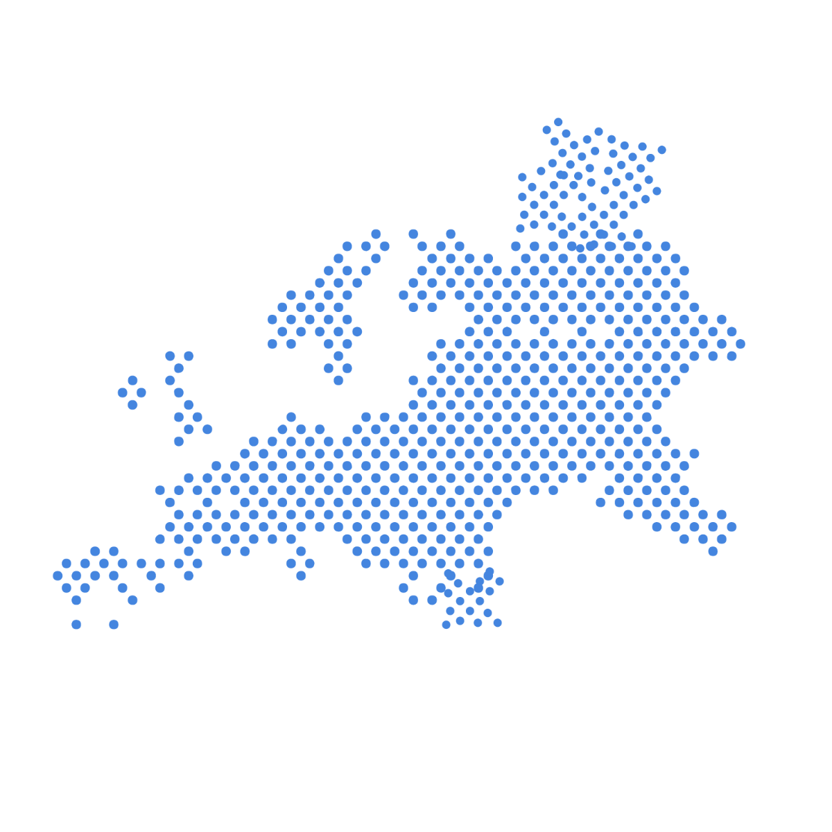 Europe Map Dot Vector Template