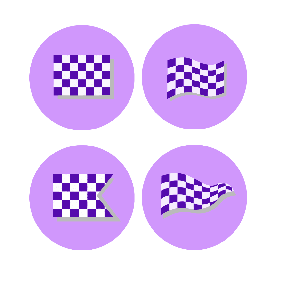 Purple Checkered Flag Vector Template