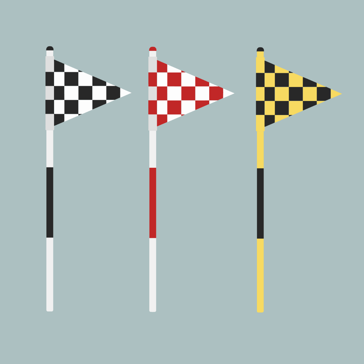 Triangle Checkered Flag Vector Template