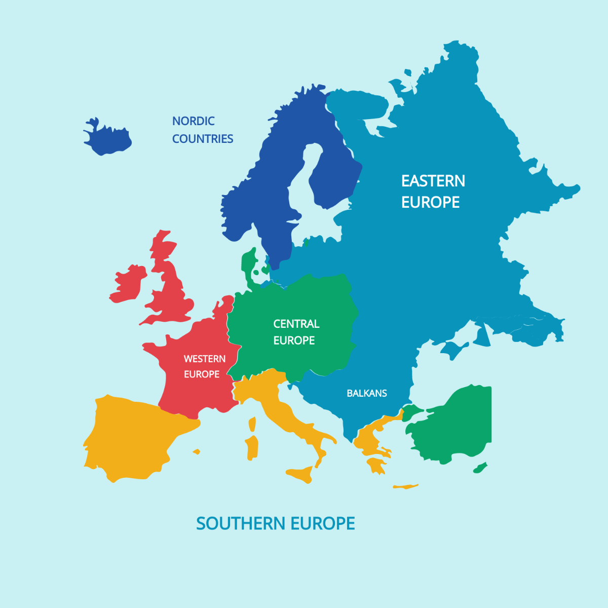 Europe Map With Regions Vector