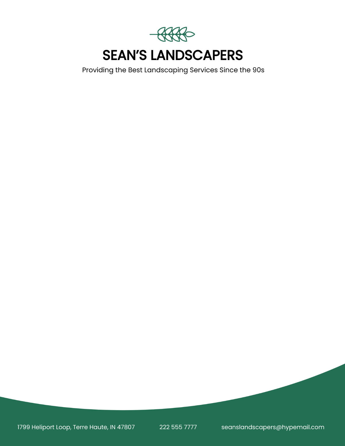 Sample Landscaping Service Letterhead Template
