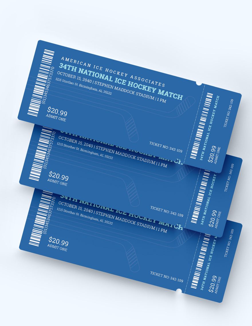 Free Ice Hockey Ticket Template Download in Word, Illustrator, PSD