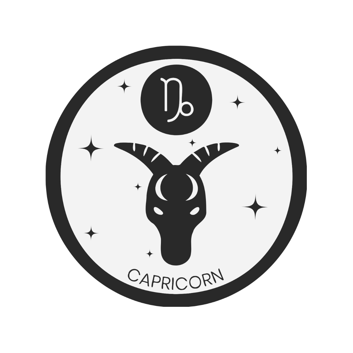 Black and White Capricorn Vector Template