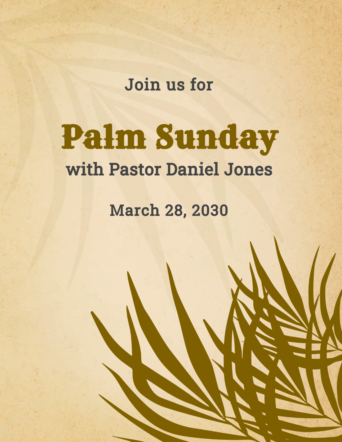 Vintage Palm Sunday Flyer Template - Edit Online & Download