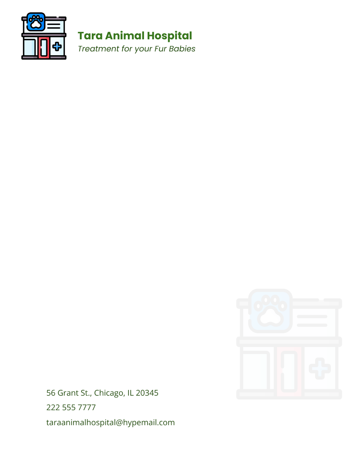 Sample Animal Hospital Letterhead