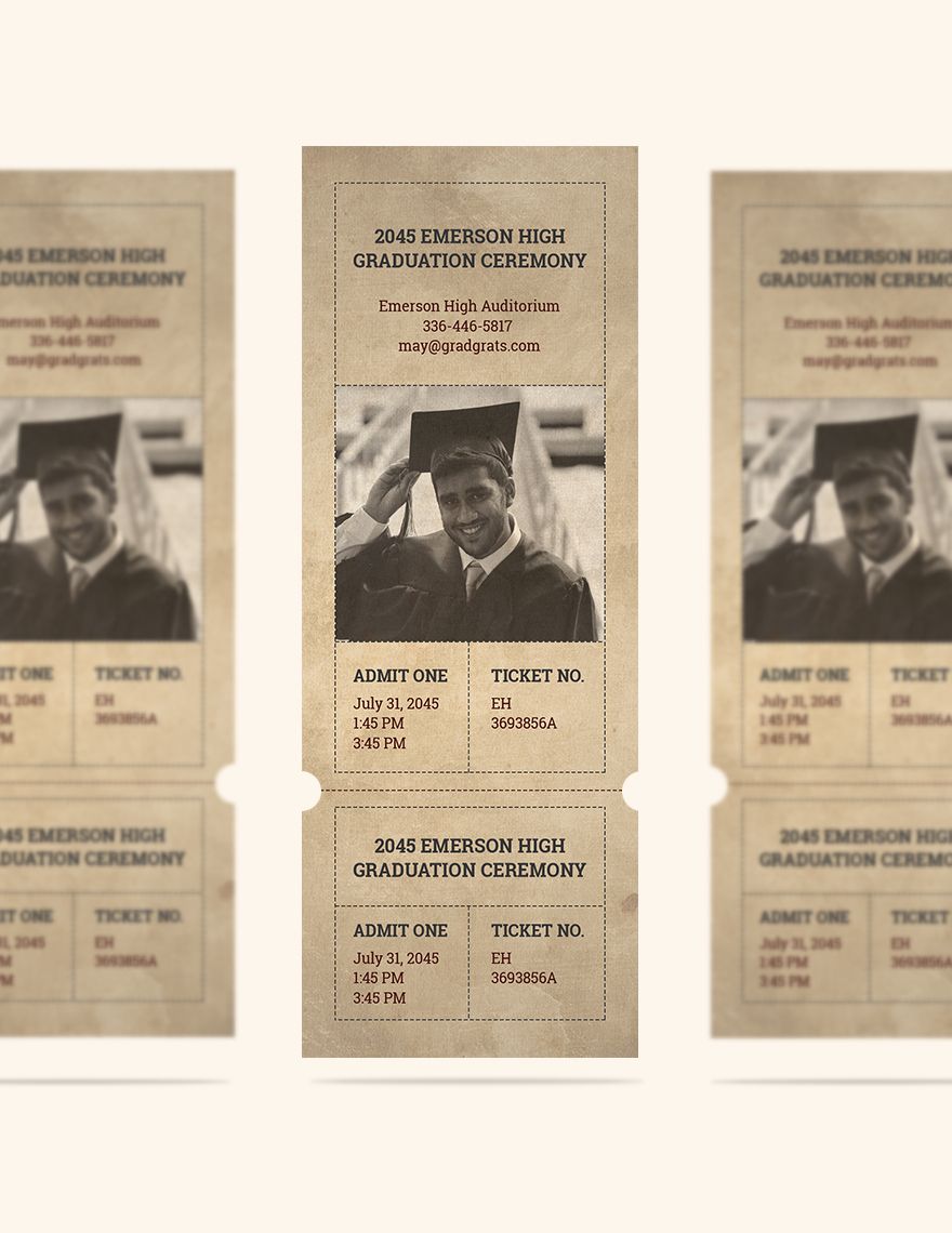 Vintage Graduation Ticket Template in PSD Publisher Pages Word