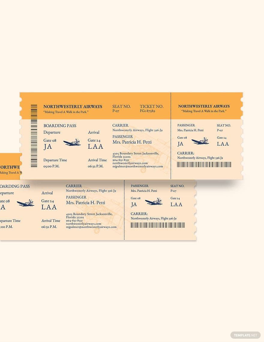 Free Airline Ticket Template Word Printable Templates