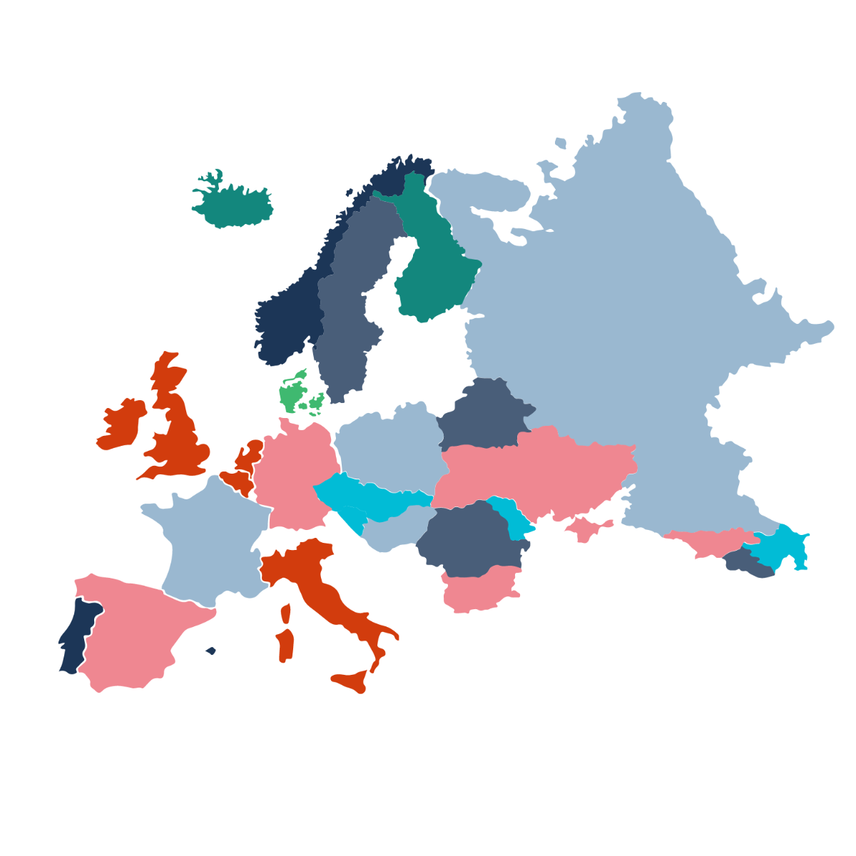 Free Political Europe Map Vector Template