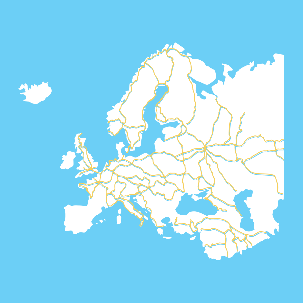 Europe Road Map Vector Template
