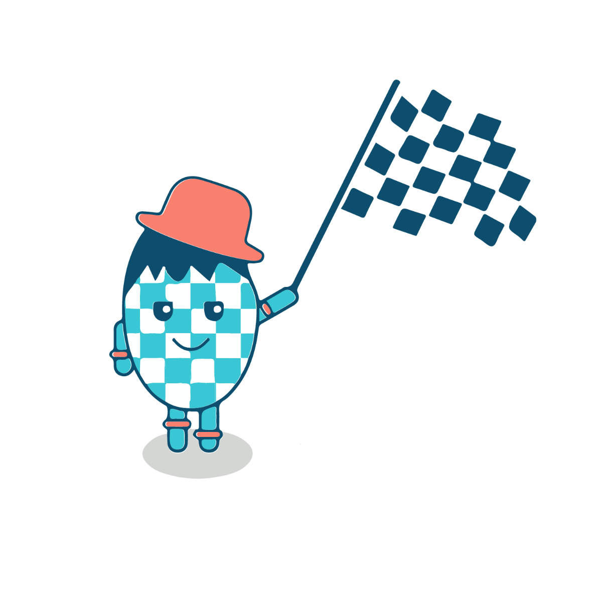 Character Checkered Flag Vector Template