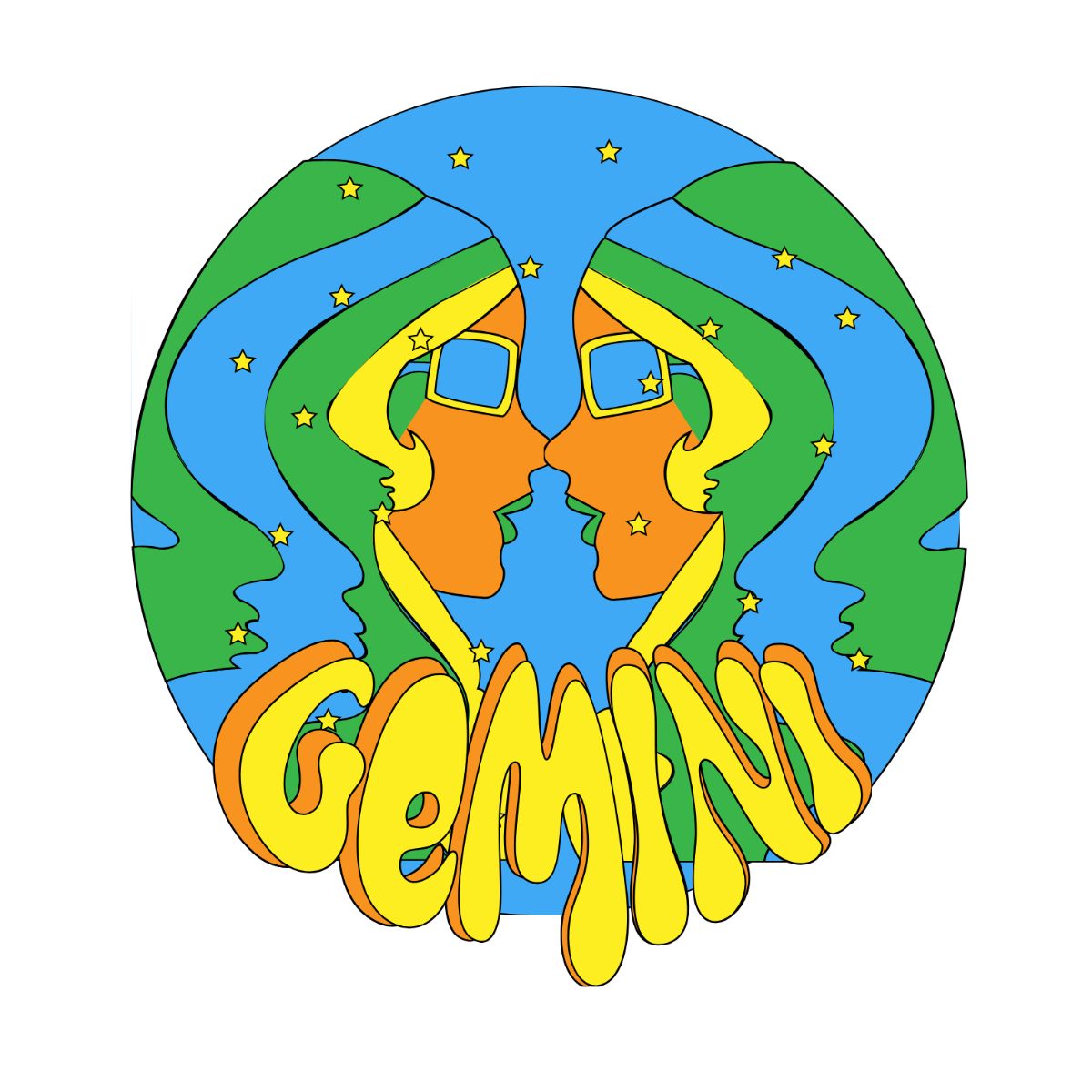 Vintage Gemini Vector Template